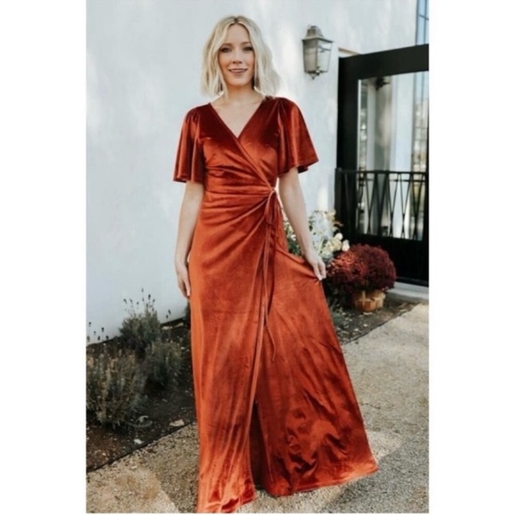 NWT | BALTIC BORN Meghan Rust Velvet Wrap Maxi Dress Size XL - Picture 1 of 10